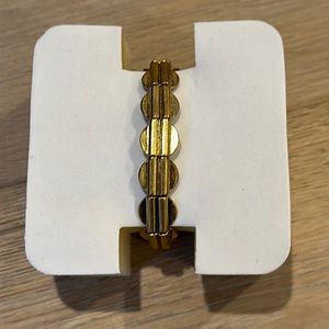 J. Crew Stretchy Brass Disc and Black & White Tassel Bracelet